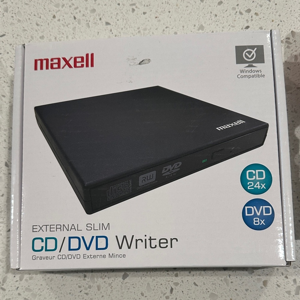 Maxell Black External Slim CD/DVD Writer